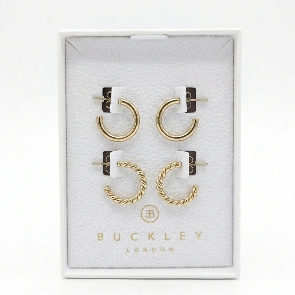 Buckley London Freya Gold Hoop Earrings Duo Gift Set